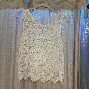 Frame Denim White Lace Geometric Blouse